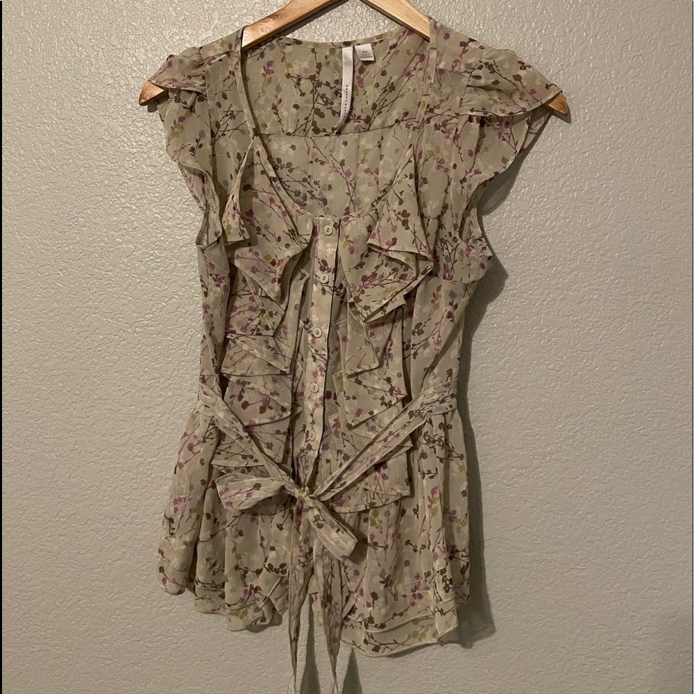 LC Lauren Conrad Tan Floral Blouse